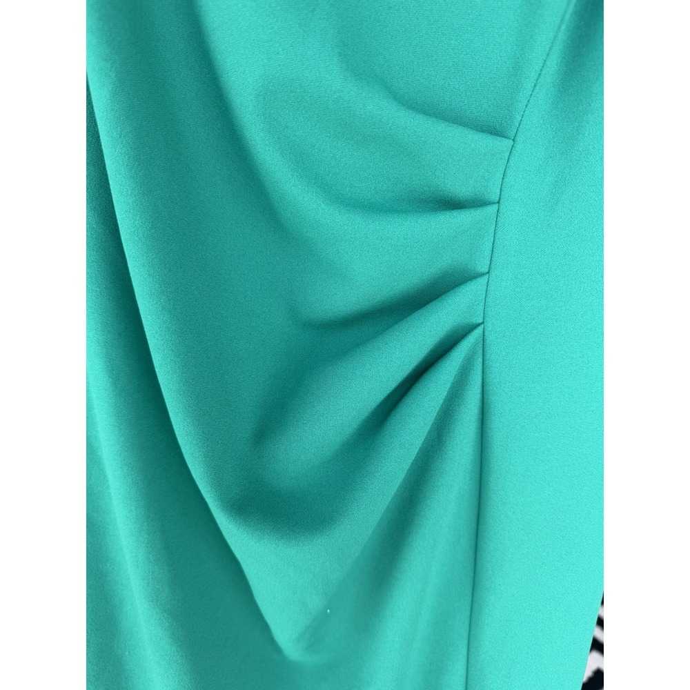 Betsy & Adam Green One-Shoulder Ruffled Midi Dress Size 8 With Draped Detail - Picture 7 of 9